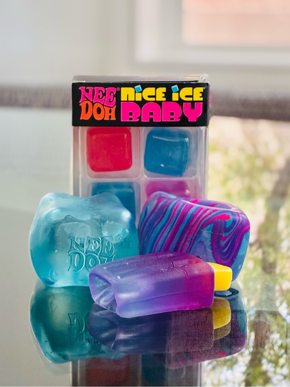 NeeDoh Nice Cube Sensory Dough Cube Squishy Set - Blue, Purple, Pink AUTHENTIC